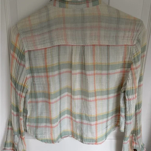 Free People Pastel Plaid Button-Up Jean Jacket - Picture 3 of 3